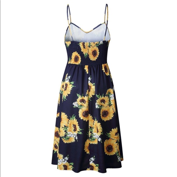 NEW Navyblue Floral Print Spaghetti Strap Sundress - Picture 7 of 10